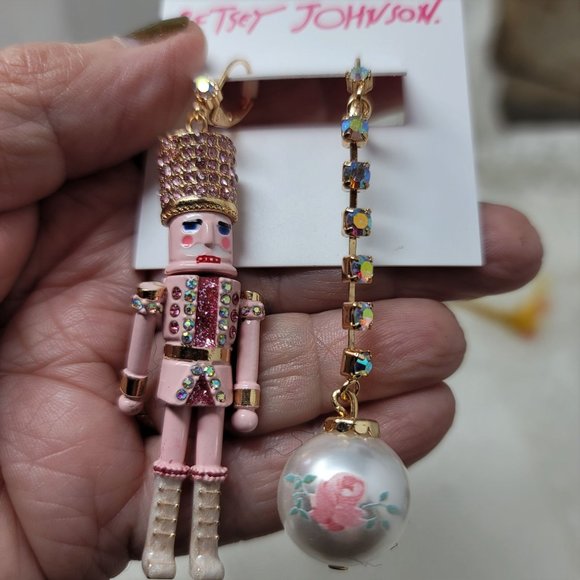 Betsey Johnson Pink Nutcracker Pierced Earrings Holiday - Picture 10 of 12